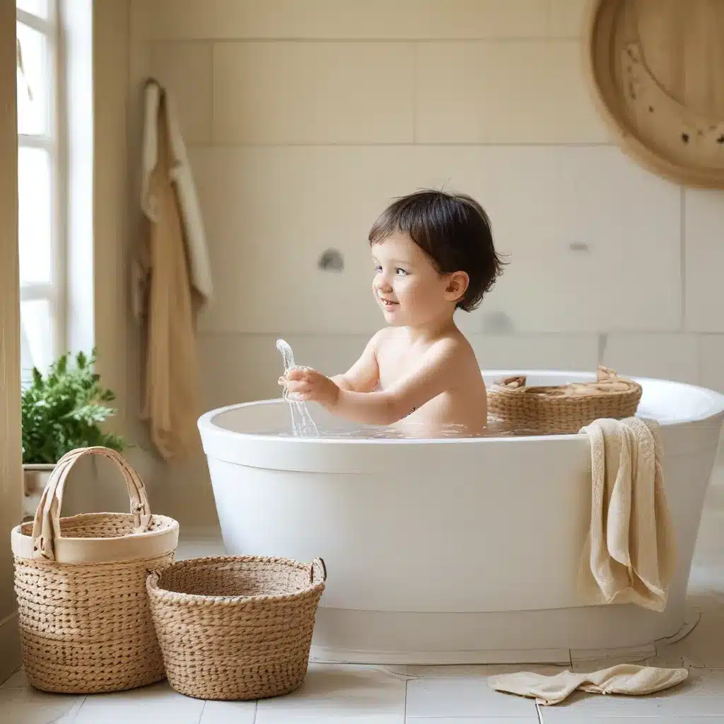 Baskets and Buckets for Kid-Friendly Baths