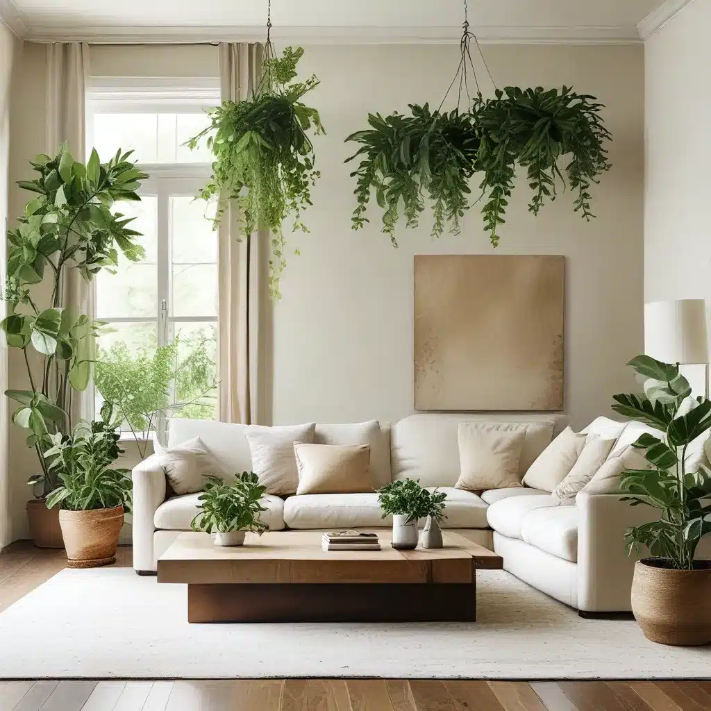 Lush Green Plants Bring Life to Neutrals