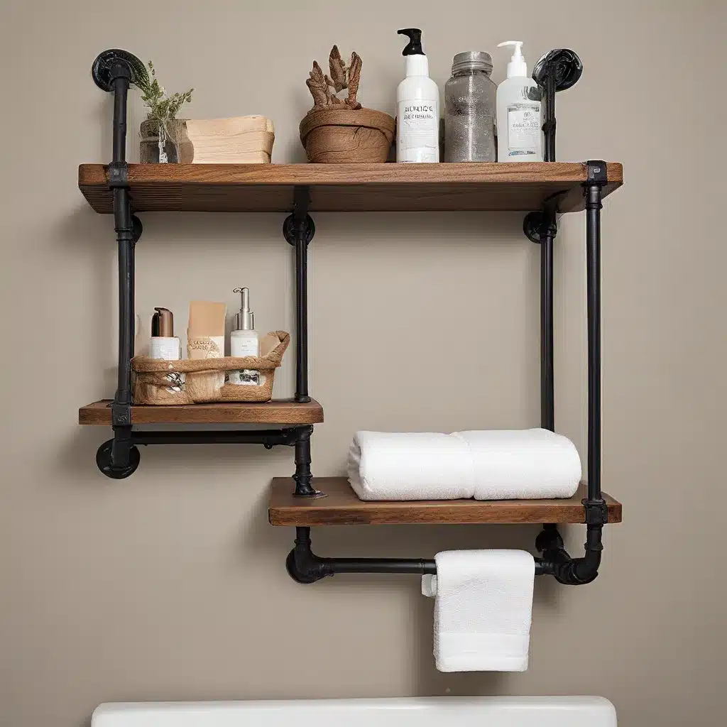 Industrial-Chic Pipe Shelving for Edgy Bath Storage