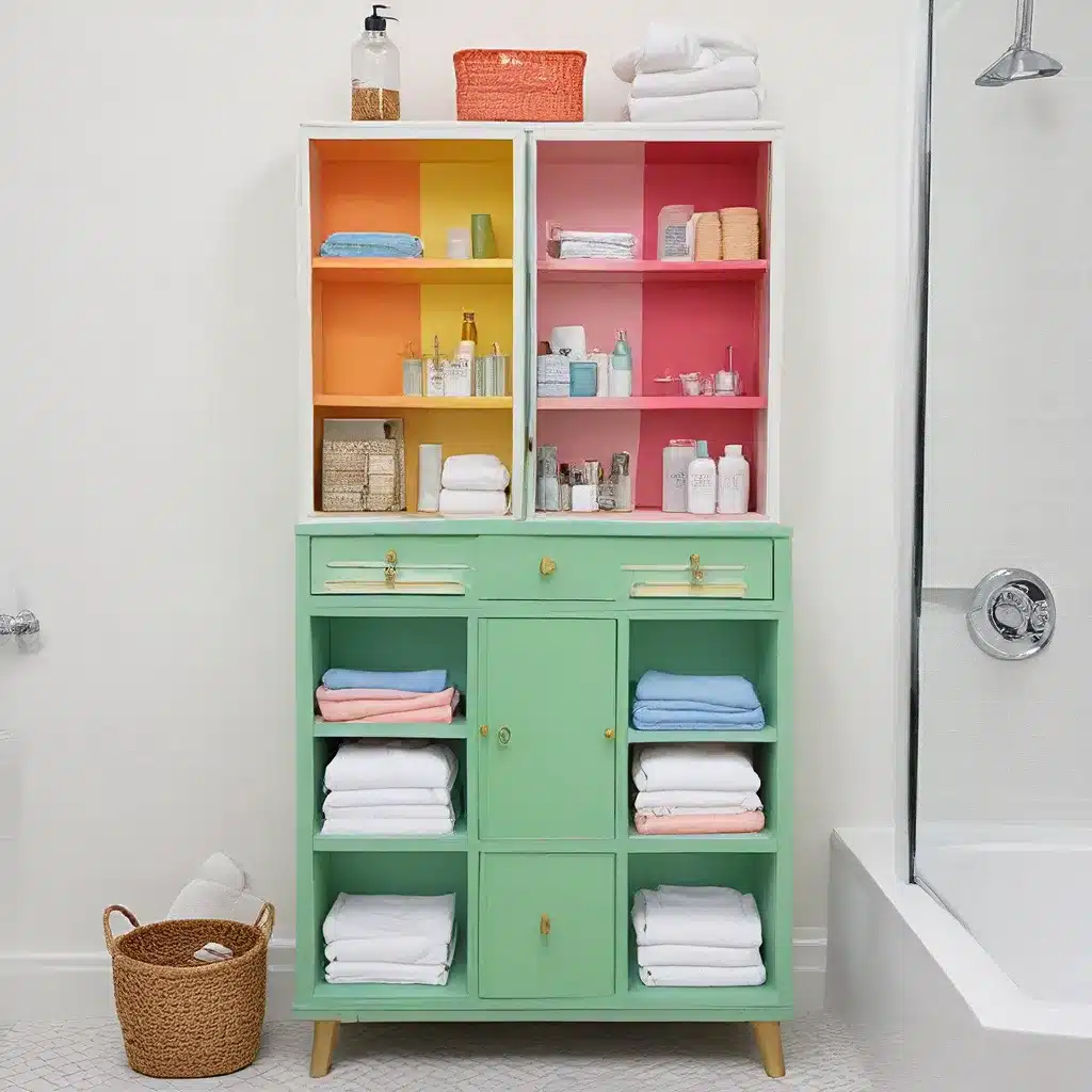 Unexpected Colorful Bathroom Storage