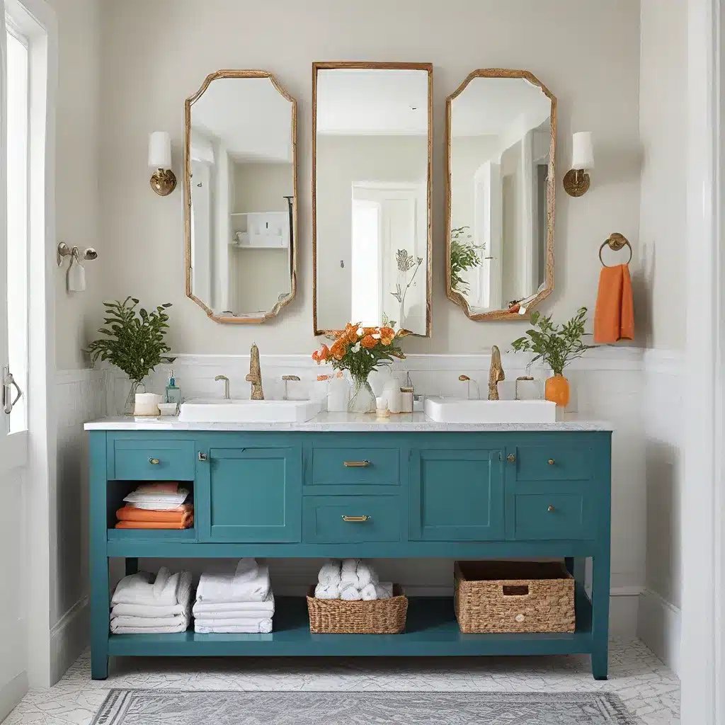 Unexpected Pops of Color Liven Up Bathroom Storage