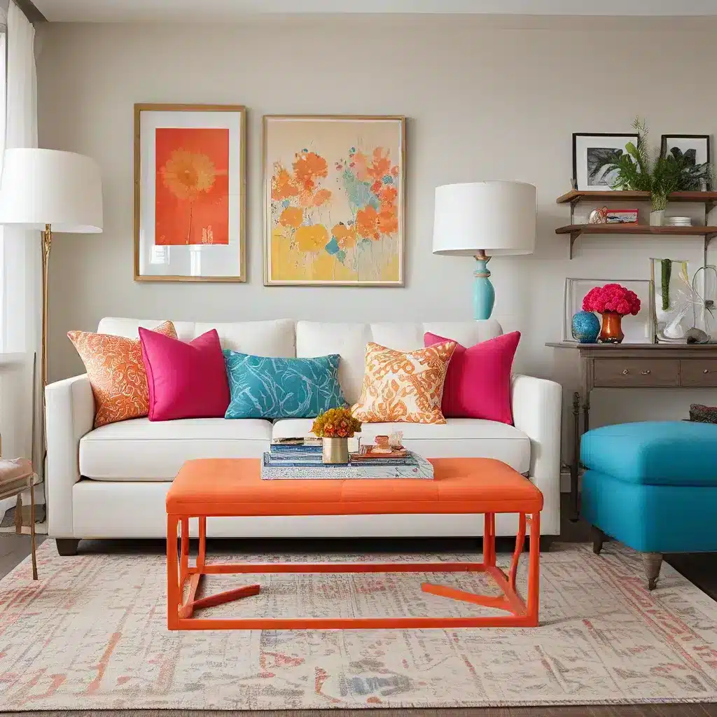 Vibrant Pops of Color for Neutral Sofas