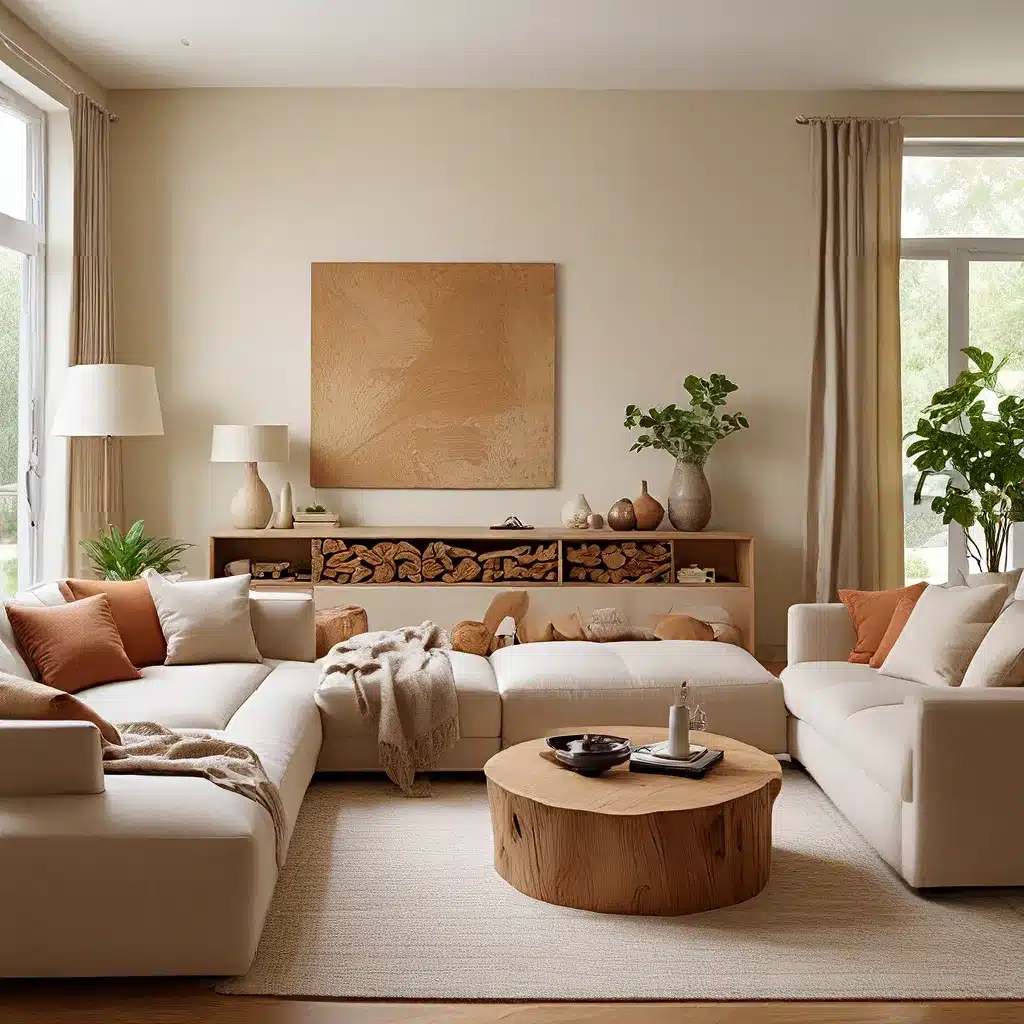 warm up a modern living room with natural materials