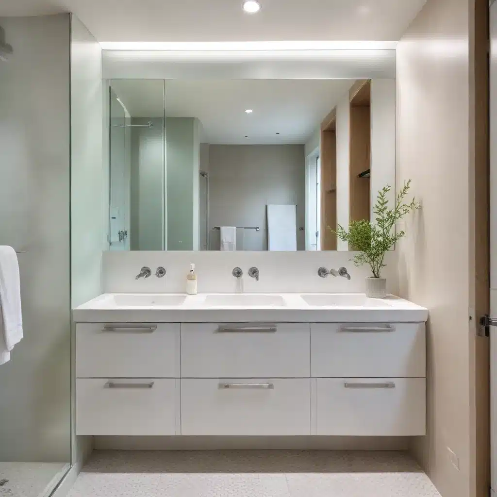 Frosted Cabinet Fronts Conceal Bathroom Clutter