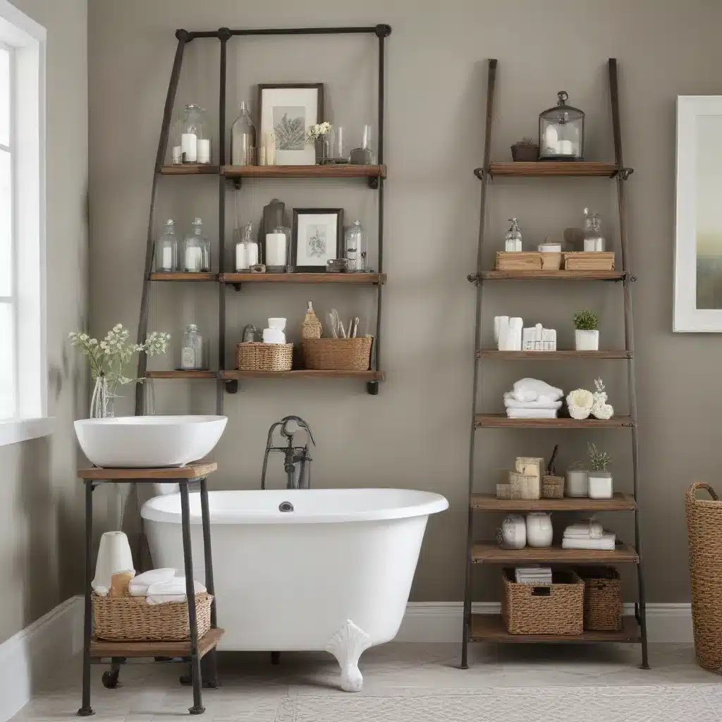 Ladders Bring Industrial Flair to Bath Storage