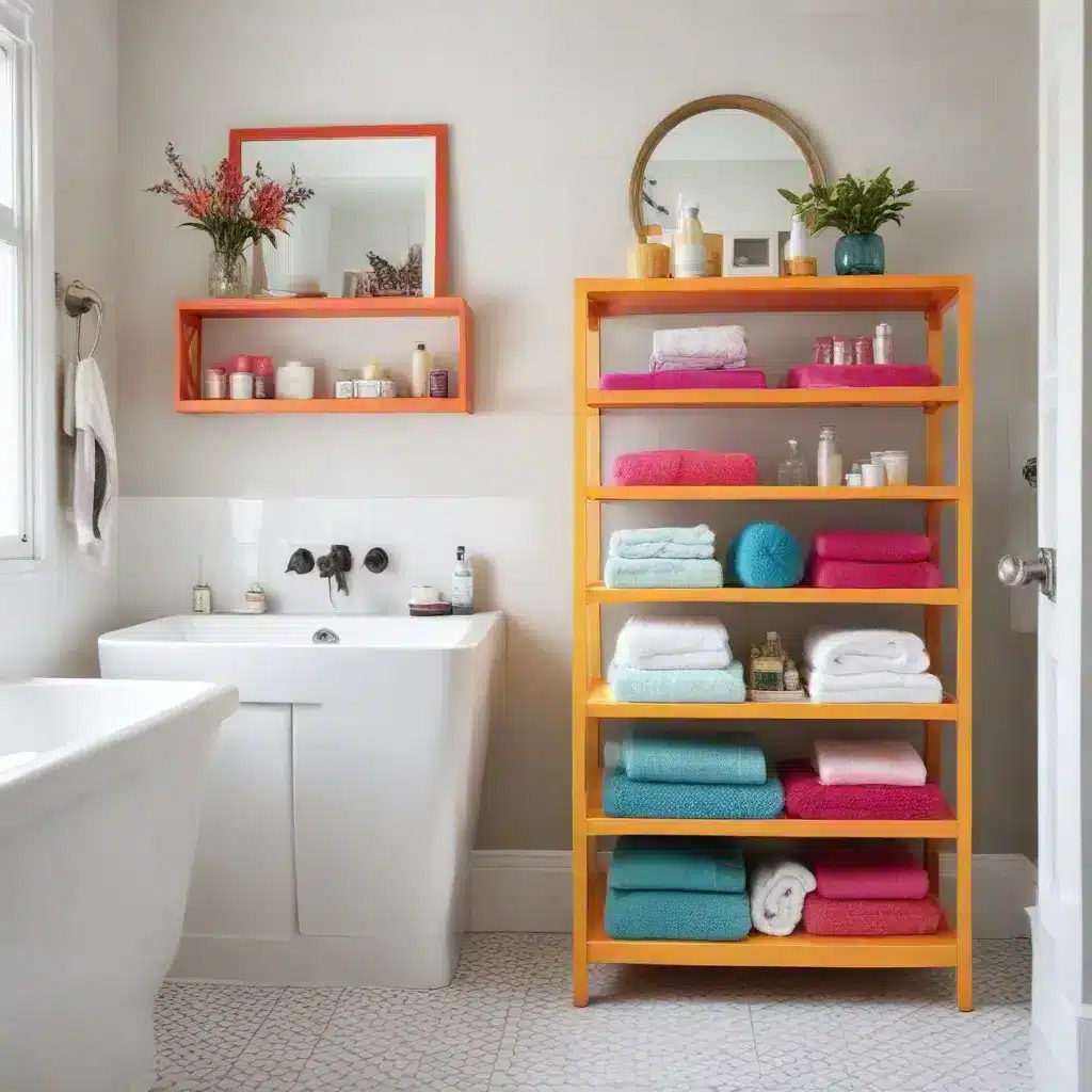 Unexpected Pops of Color Liven Up Bath Storage