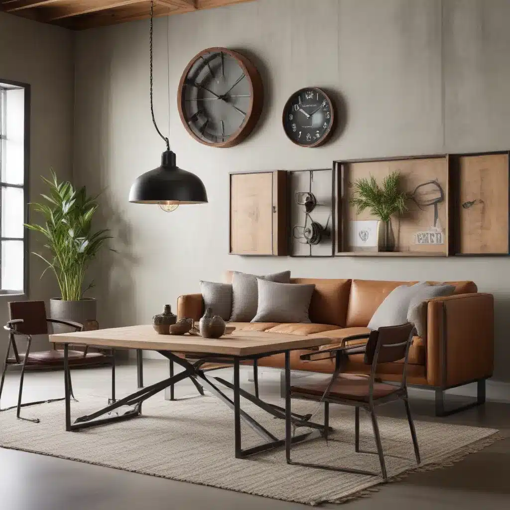 Warm Industrial Flair: Edgy Metal and Wood Pieces