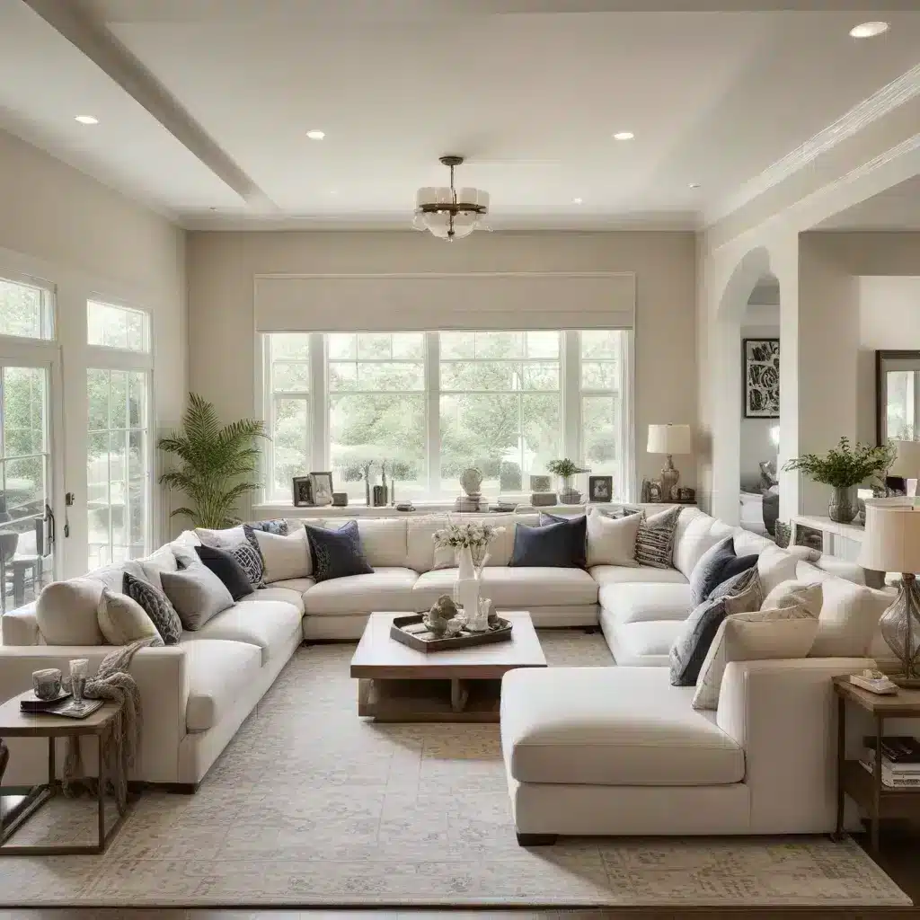 Bring the Family Together on a Sophisticated U-Shaped Couch as the Focal Point of Your Inviting Living Room