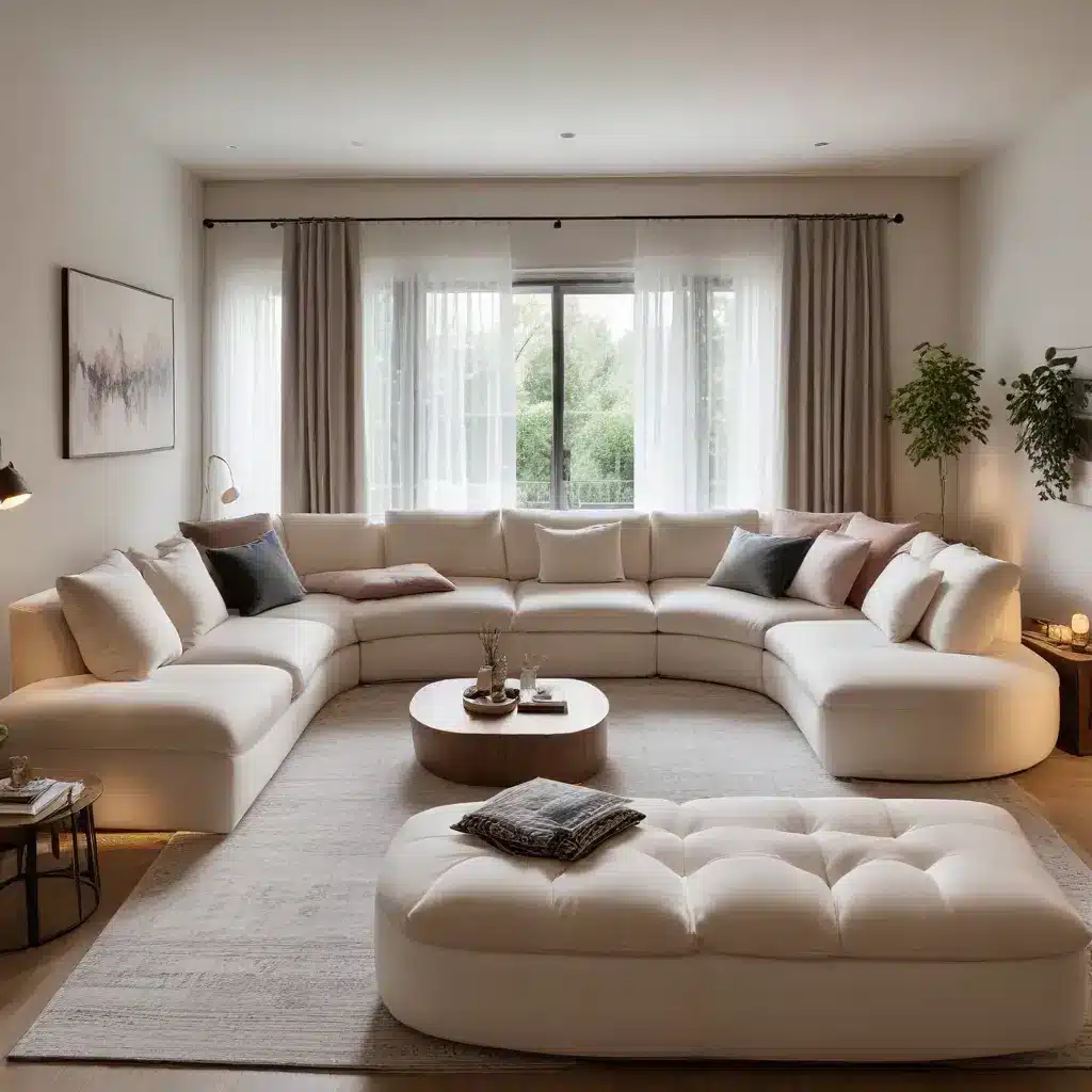 Curve Your Way to Comfort and Conversation with a Plush U-Shaped Sofa in Your Cozy Retreat at Home