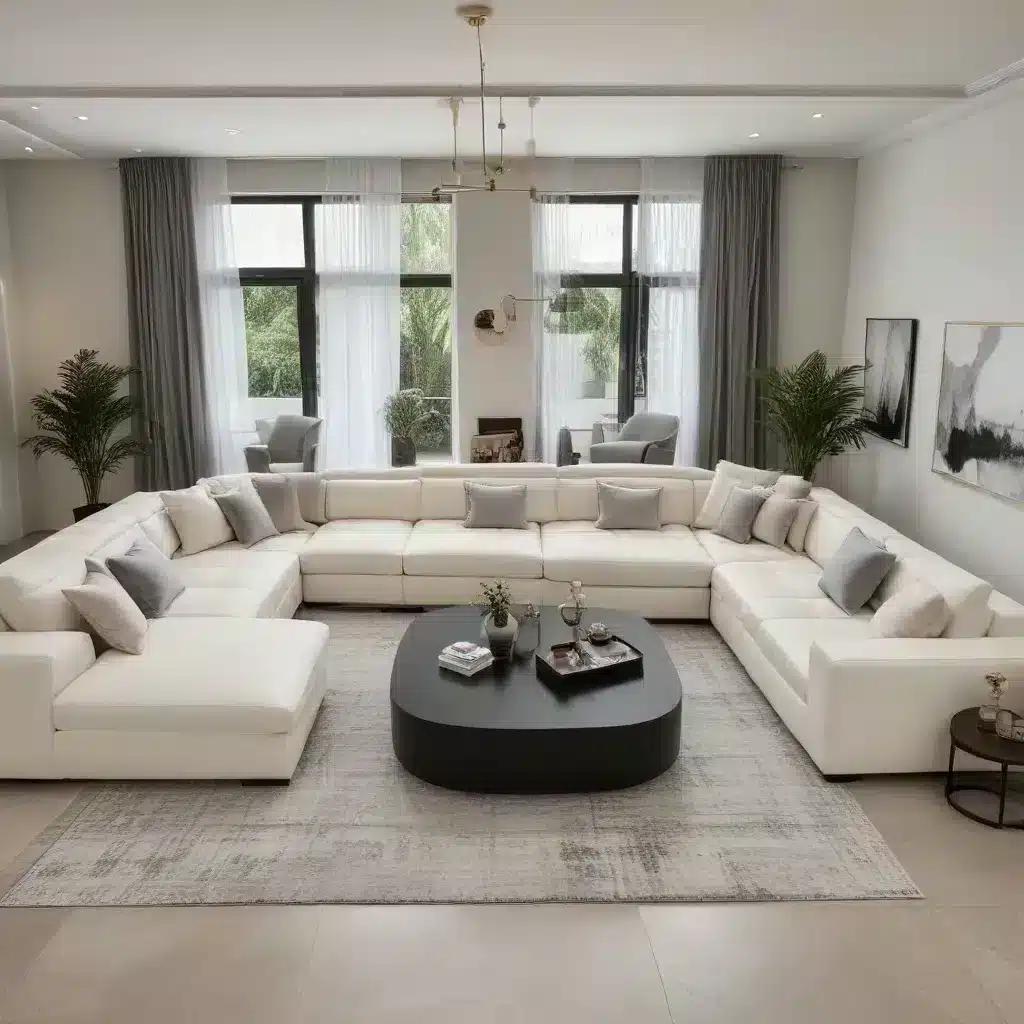 Maximize Seating and Style with a Sleek and Modern U-Shaped Sofa Configuration Design for Your Contemporary and Stylish Living Space