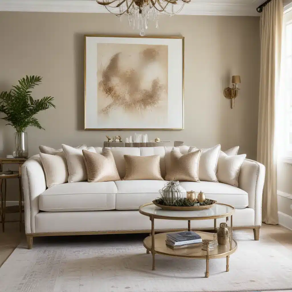 Metallic Accents Add Refined Polish to Neutral Sofa Palettes