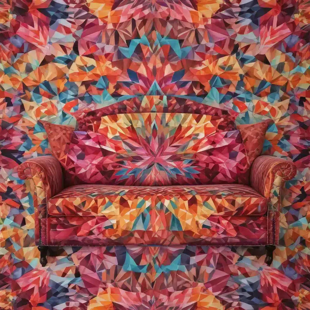 Sofa Spectacular Geometric Glory  Kaleidoscopic Optical Prints for Captivating Style