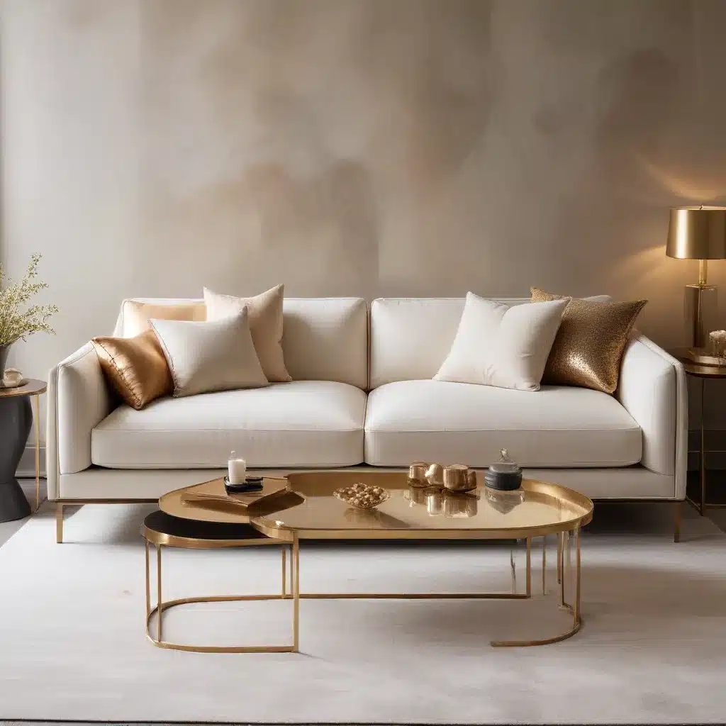 Warm Metallic Accents Elevate Neutral Modern Sofa Aesthetics