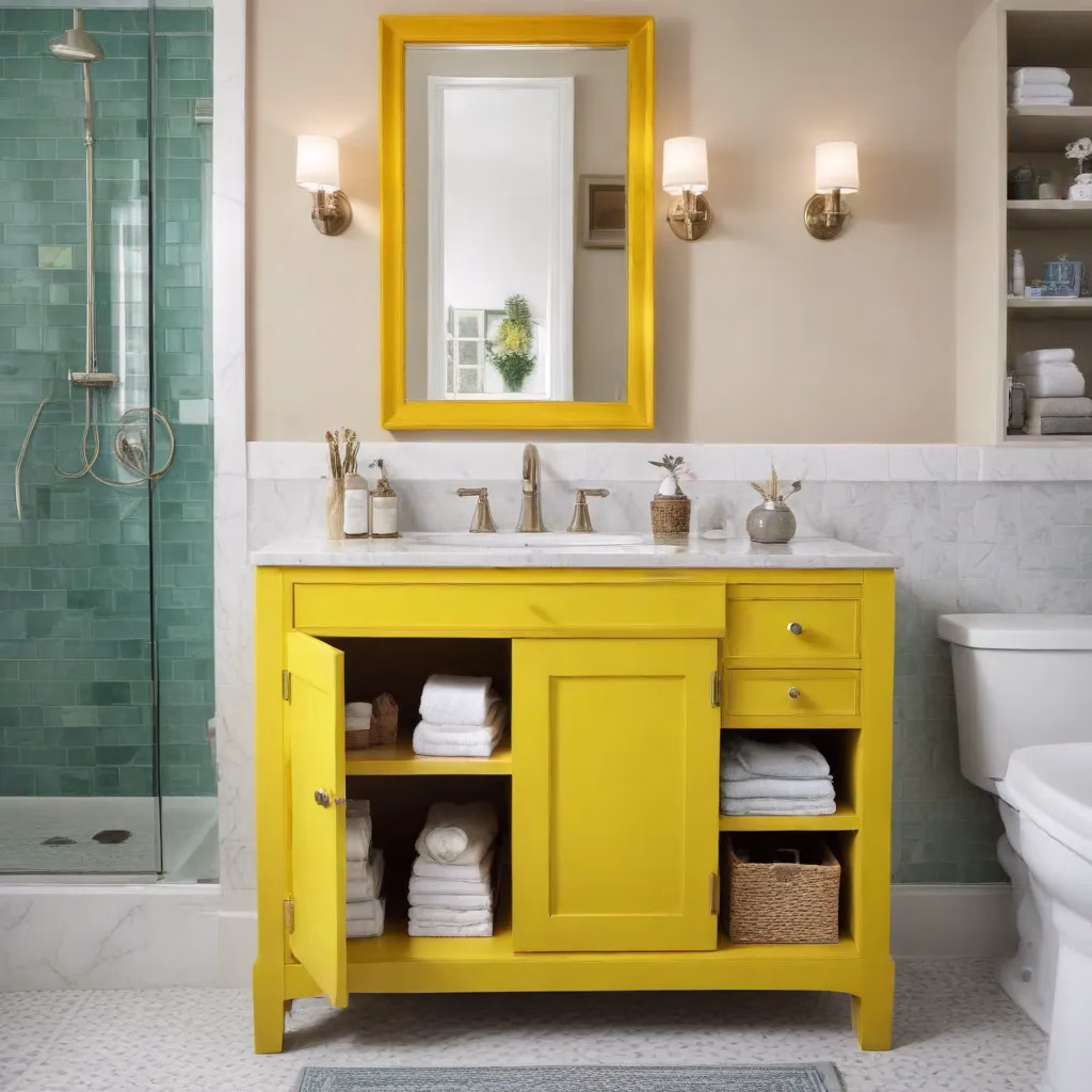 Unexpected Color: Livening Up Bathroom Storage with Vibrant Hues