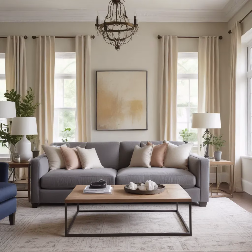 Enhancing Living Room Ambience with Layered Sofa and Accent Styling