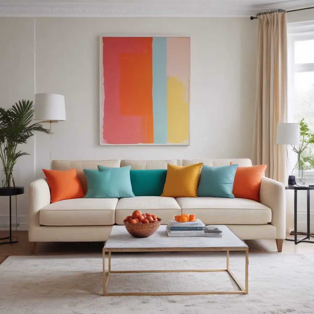 Vibrant Hues Enliven Neutral Sofas: Colour Blocking for Modern Statement Pieces